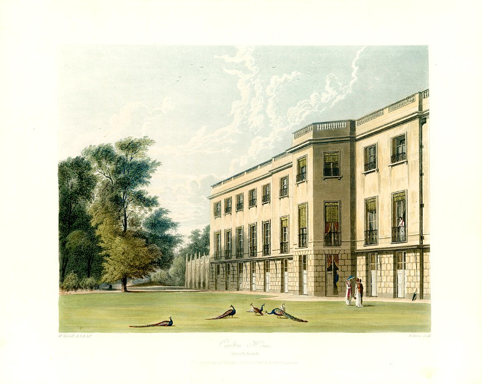 Carlton House, South Front, from Pyne's Royal Residences, 1819 - panteek pyn26-322