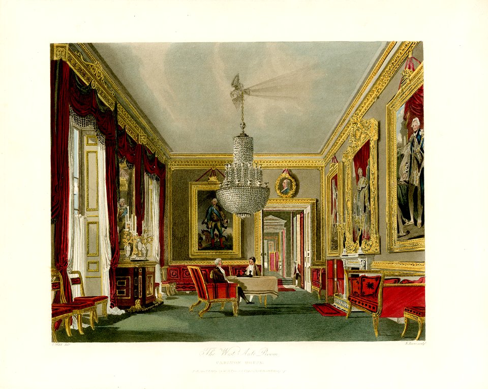 West Ante Room, Carlton House, from Pyne's Royal Residences, 1819 - panteek pyn36-421