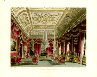 Crimson Drawing Room, Carlton House, from Pyne's Royal Residences, 1819 - panteek pyn28-341