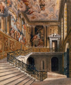 Hampton Court, Great Staircase, by Richard Cattermole, 1817 - royal coll 922128 313700 ORI 2