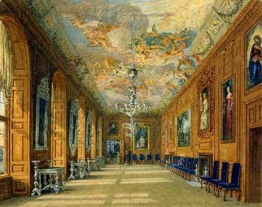 Windsor Castle, Queen's Ballroom, by Charles Wild, 1817 - royal coll 922101 257023 ORI 0