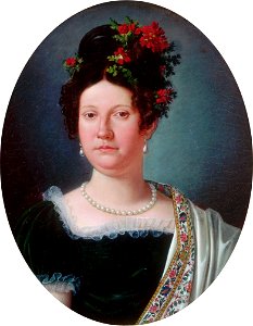 1819 portrait of the Duchess of Calabria (Maria Isabel of Spain, future Queen of the Two Sicilies) by Giuseppe Cammarano (Palace of Caserta)