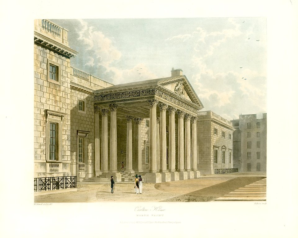 Carlton House, North Front, from Pyne's Royal Residences, 1819 - panteek pyn25-321