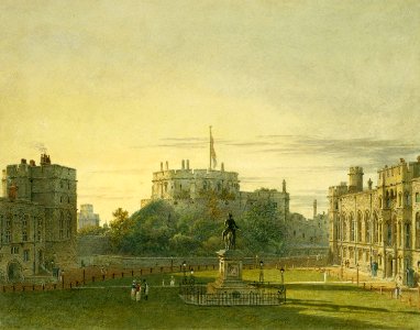 Windsor Castle, Upper Ward, by Charles Wild, 1819 - royal coll 922096 257015 ORI 0