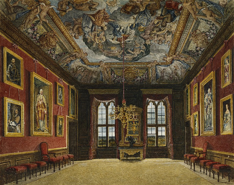 Windsor Castle, King's Old State Bedchamber, by Charles Wild, 1816 - royal coll 922106 313687 ORI 2