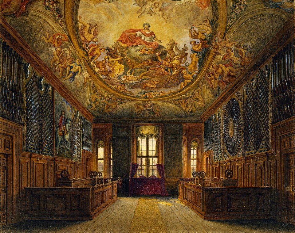 Windsor Castle, Queen's Guard Chamber, by Charles Wild, 1817 - royal coll 922098 313684 ORI 2