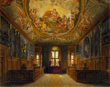 Windsor Castle, Queen's Guard Chamber, by Charles Wild, 1817 - royal coll 922098 313684 ORI 2