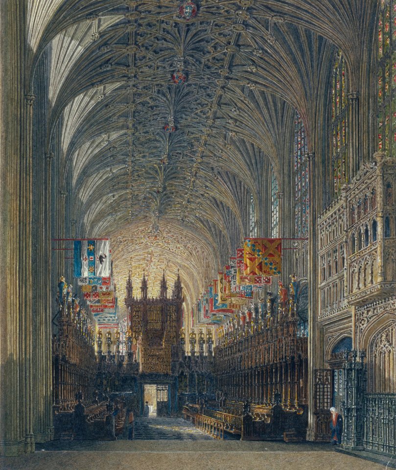 Windsor Castle, St George's looking west, by Charles Wild, 1819 - royal coll 922114 313694 ORI 3