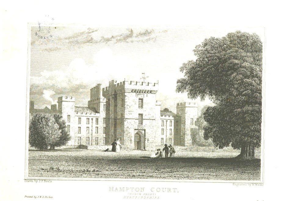 Neale(1826) p3.050 - Hampton Court, Herefordshire (North Front)