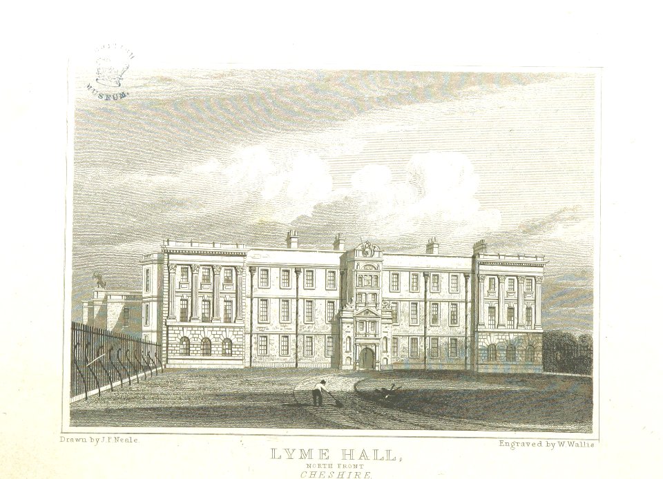 Neale(1824) p1.022 - Lyme Hall, Cheshire (North Front)