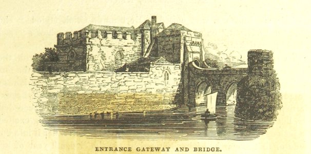 Neale(1825) p2.097 - Leeds Castle, Kent - Entrance Gateway and Bridge