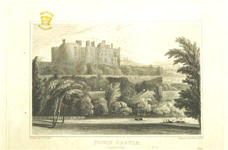 Neale(1829) p5.220 - Powis Castle, Montgomeryshire (general view)