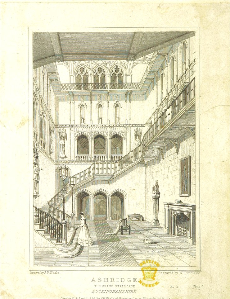 Neale(1829) p5.024 - Ashridge, Buckinghamshire - The Grand Staircase