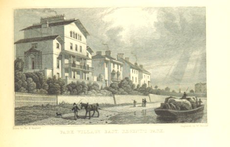 Park Village East, Regent's Park - Shepherd, Metropolitan Improvements (1828), p269 (Canal side)