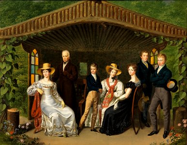 Die kaiserliche Familie um den Herzog von Reichstadt in einer Gartenlaube