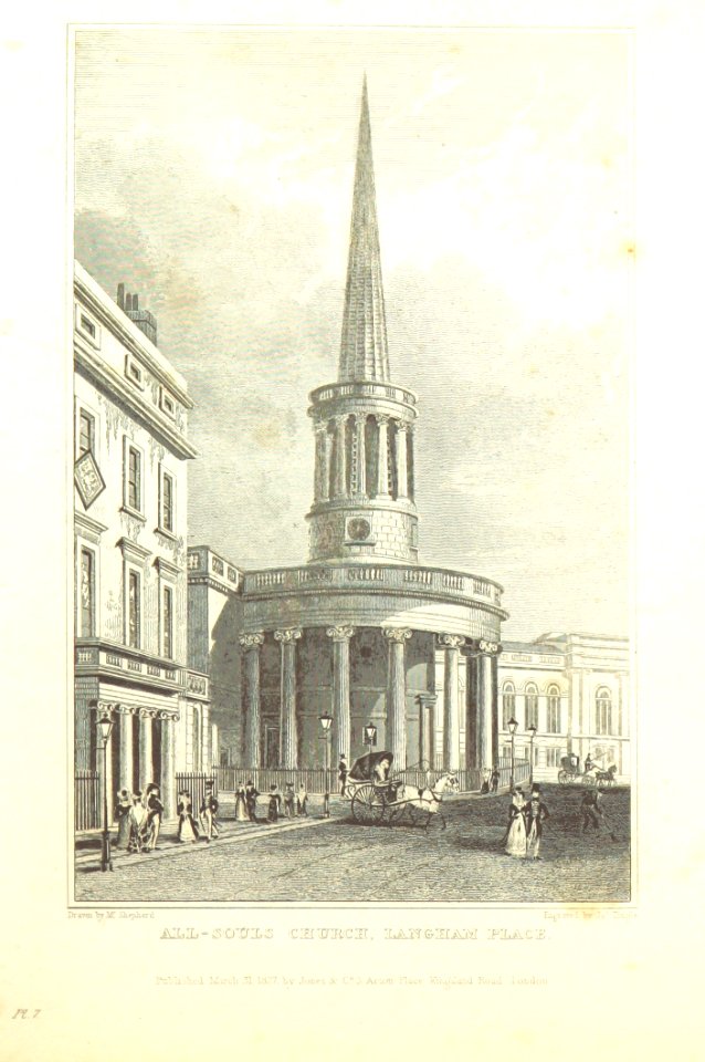 All Souls Church, Langham Place - Shepherd, Metropolitan Improvements (1828), p336