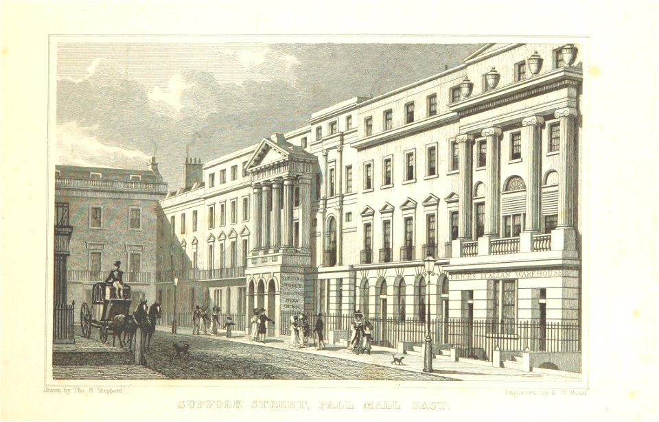 Suffolk Street, Pall Mall East - Shepherd, Metropolitan Improvements (1828), p193