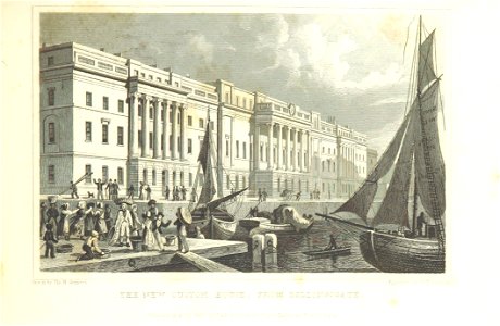 The new Custom House, from Billingsgate - Shepherd, Metropolitan Improvements (1828), p217