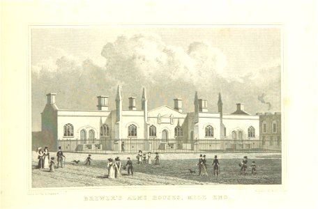 Brewer's Alms Houses, Mile End - Shepherd, Metropolitan Improvements (1828), p323