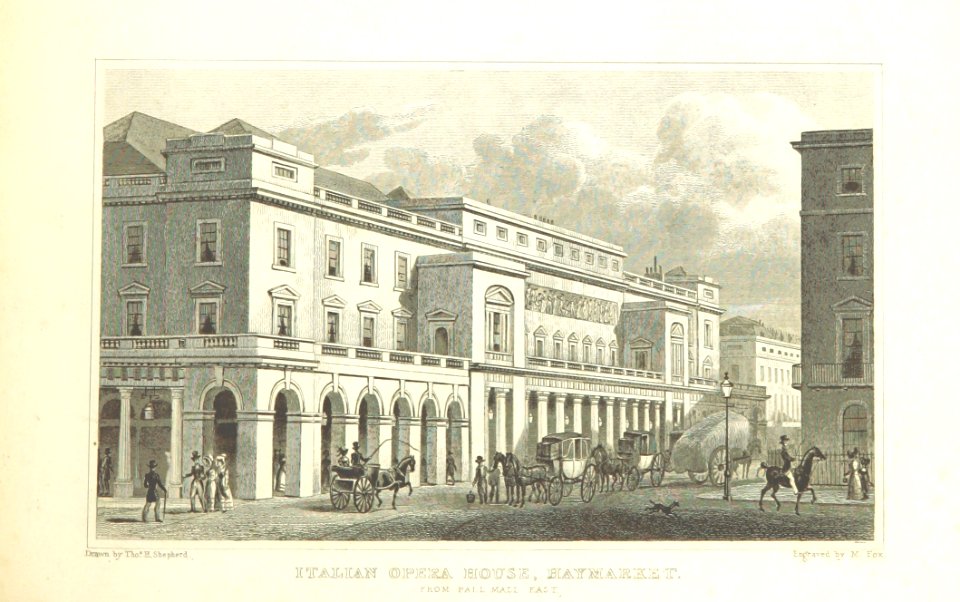 Italian Opera House, Haymarket - Shepherd, Metropolitan Improvements (1828), p239
