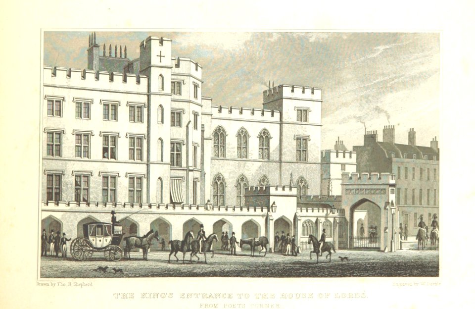 The King's Entrance to the House of Lords - Shepherd, Metropolitan Improvements (1828), p249