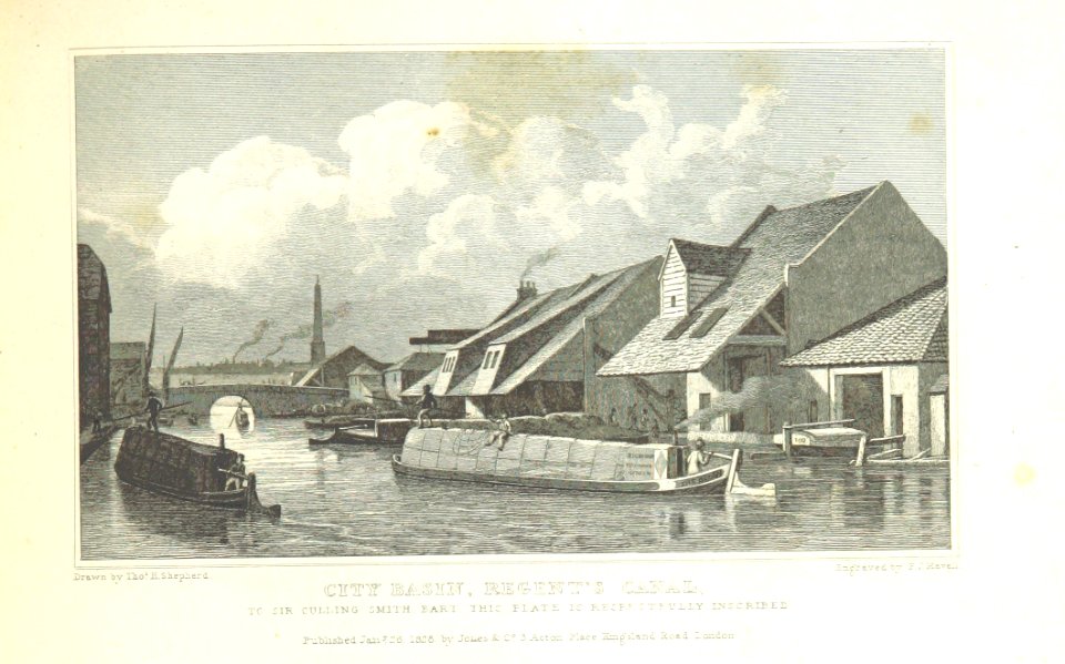 City Basin, Regent's Canal - Shepherd, Metropolitan Improvements (1828), p207