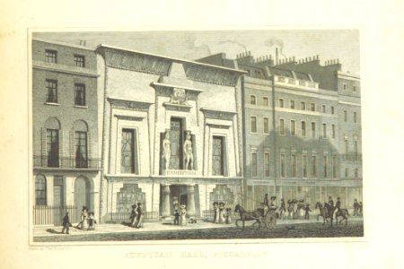 Egyptian Hall, Piccadilly - Shepherd, Metropolitan Improvements (1828), p295. Free illustration for personal and commercial use.