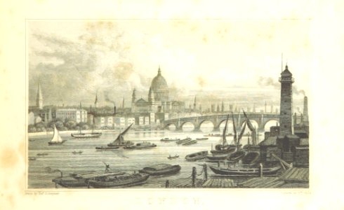 London (General view showing Blackfrairs Bridge and St Pauls) - Shepherd, Metropolitan Improvements (1828), p189