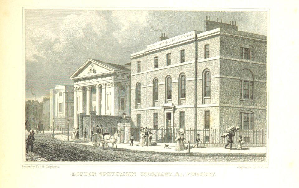 London Opthalmic Infirmary etc, Finsbury - Shepherd, Metropolitan Improvements (1828), p313
