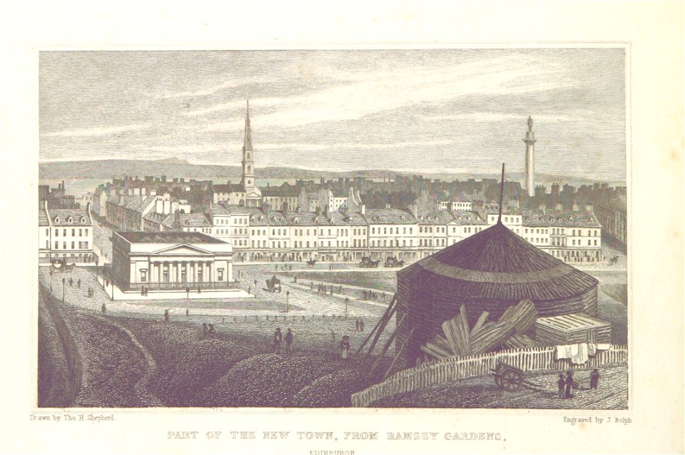 MA(1829) p.052 - Part of the New Town, from Ramsey Gardens, Edinburgh - Thomas Hosmer Shepherd