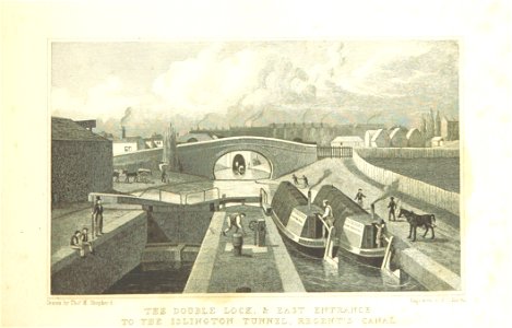 The Double Lock and East Entrance to the Islington Tunnel, Regent's Canal - Shepherd, Metropolitan Improvements (1828), p245