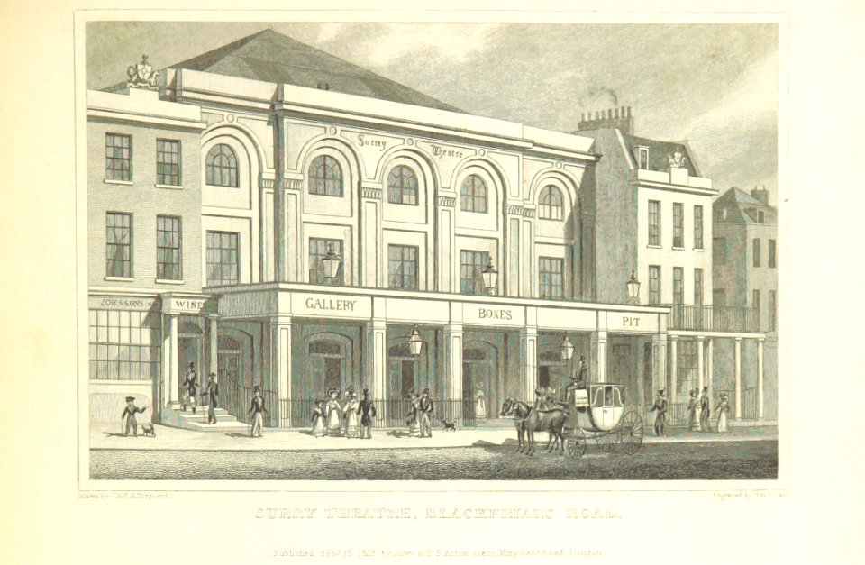 Surry Theatre, Blackfriars Road - Shepherd, Metropolitan Improvements (1828), p237