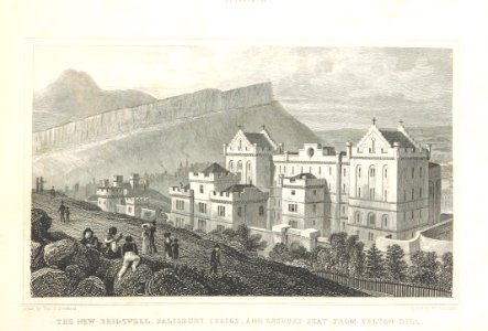 MA(1829) p.091 - The new Bridewell, Salisbury Crags, and Arthur's Seat from Calton Hill - Thomas Hosmer Shepherd