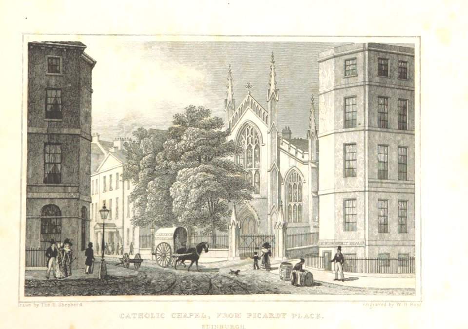MA(1829) p.145 - Catholic Chapel, from Picardy Place, Edinburgh - Thomas Hosmer Shepherd