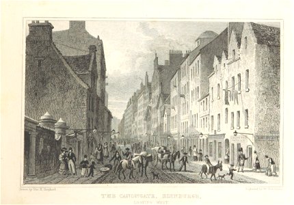 MA(1829) p.069 - The Canongate, Edinburgh, looking West - Thomas Hosmer Shepherd. Free illustration for personal and commercial use.