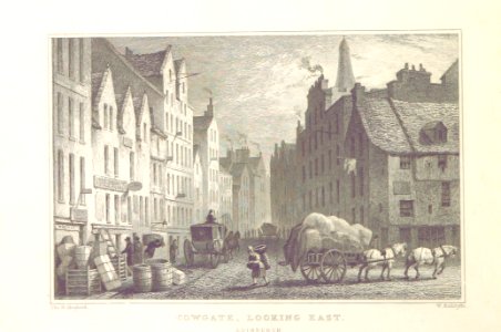 MA(1829) p.198 - Cowgate, looking East, Edinburgh - Thomas Hosmer Shepherd. Free illustration for personal and commercial use.
