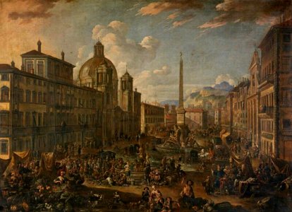 Anton Goubau - The Piazza Navone in Rome