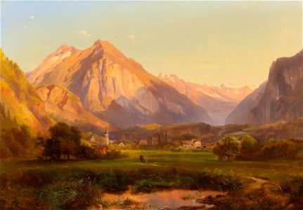Anton Hansch - Alpine Landscape. Free illustration for personal and commercial use.