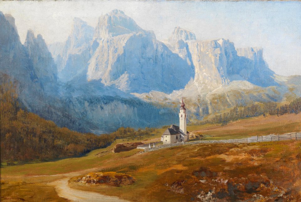 Anton Hlavacek Blick auf Kolfuschg mit der Geislergruppe