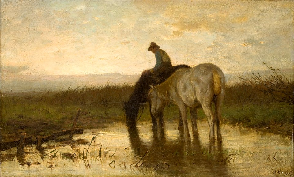 Anton Mauve - Drinkende paarden - 0426 - Rijksmuseum Twenthe