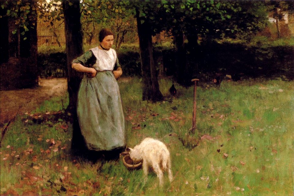 Anton Mauve - Vrouw met geitje in Laren