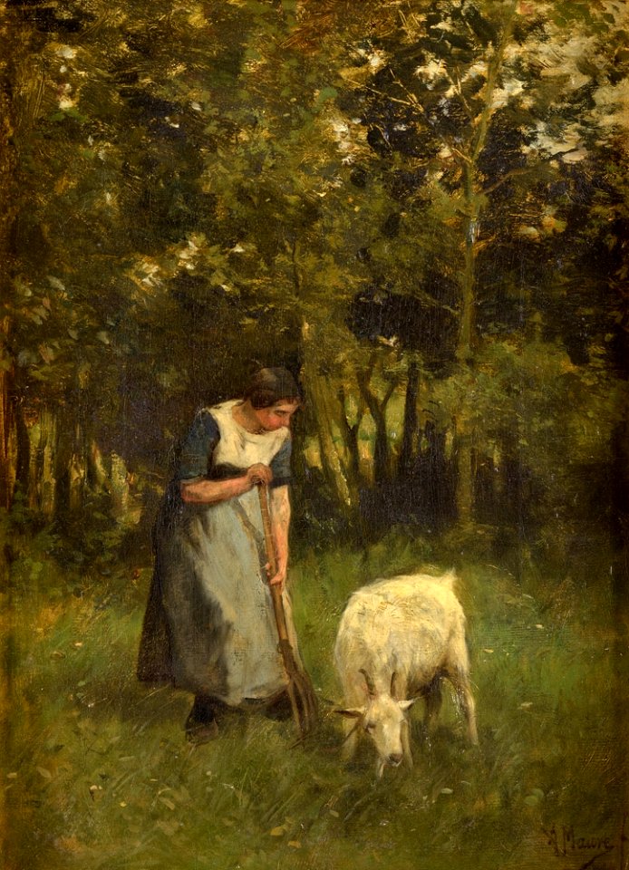 Anton Mauve Bäuerin mit Ziege