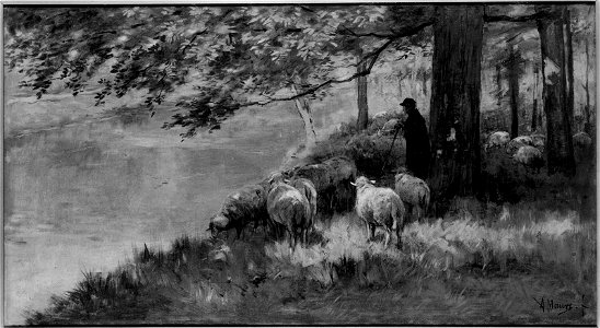 Anton Mauve - Shepherd and Sheep under the Trees - 17.3248 - Museum of Fine Arts
