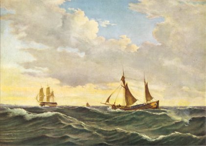 Anton Melbye - En kuf og et linieskib i merssejlskulingen - 1840