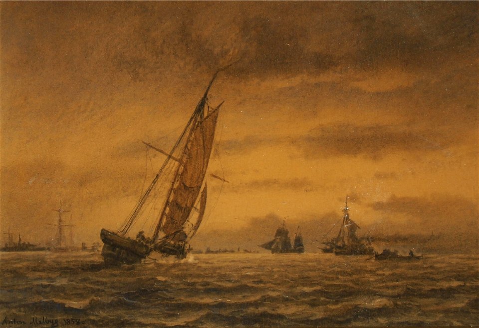 Anton Melbye - Talrige sejlskibe på havet
