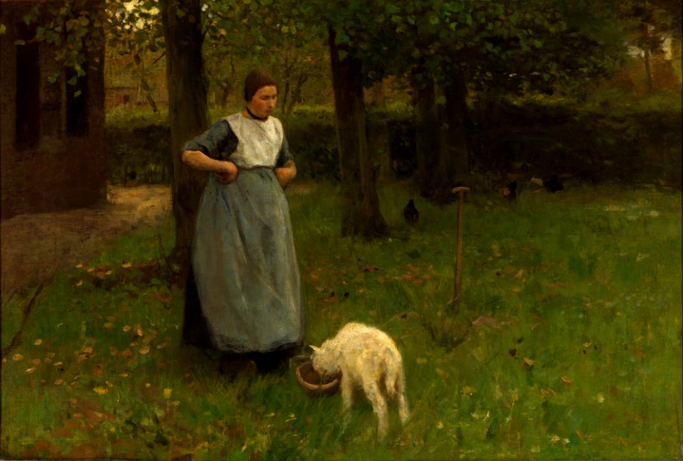 Anton Mauve - Woman from Laren with lamb - Google Art Project