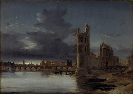 Anton Melbye - Paris med Tour St Jacques og Notre Dame - 1848