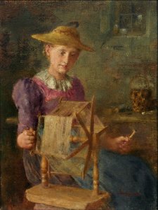 Anton Laupheimer Mädchen am Spinnrad