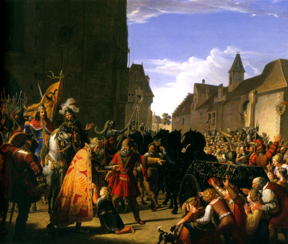 Anton Petter, Wenzel bittet Rudolf von Habsburg um die Leiche seines Vaters Przemysl Ottokar