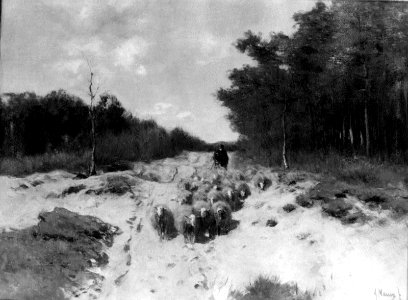Anton Mauve - Shepherd and Sheep on a Woodland Road - 33.323 - Museum of Fine Arts